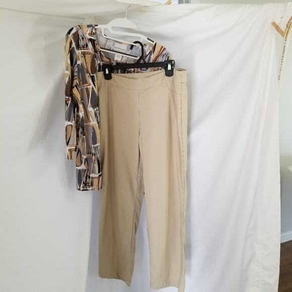 Draper & Damon's Tan pants w/ Bonus Alfred Dunner Top Size S - Picture 6 of 11